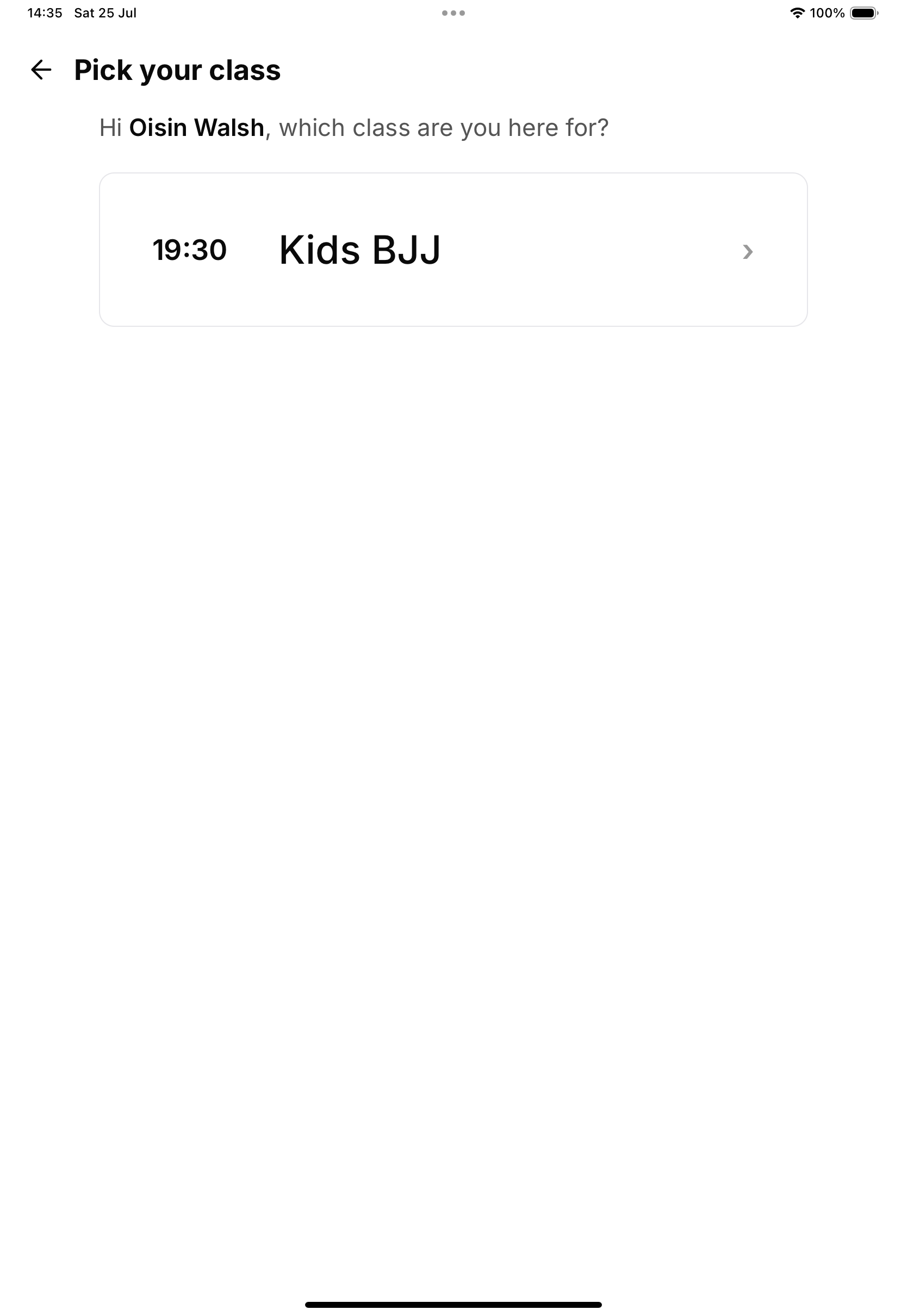 Today's timetable, one tap to check in