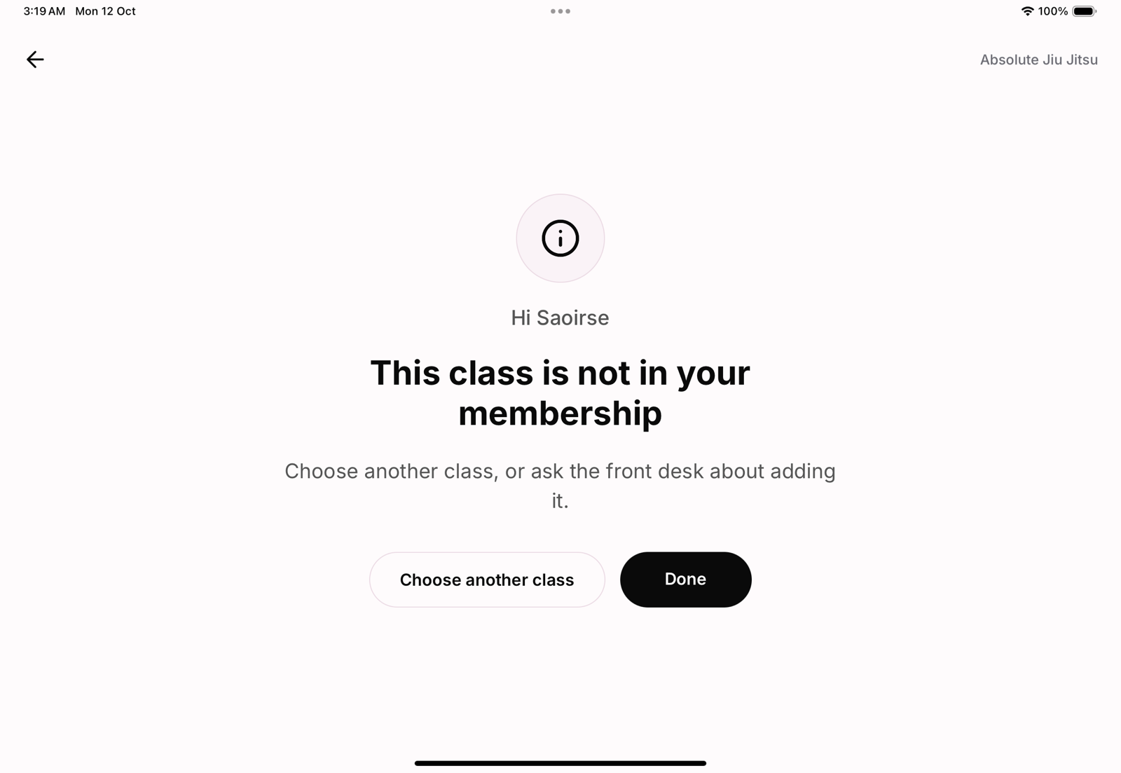 A refusal says why, and offers another class where that helps.