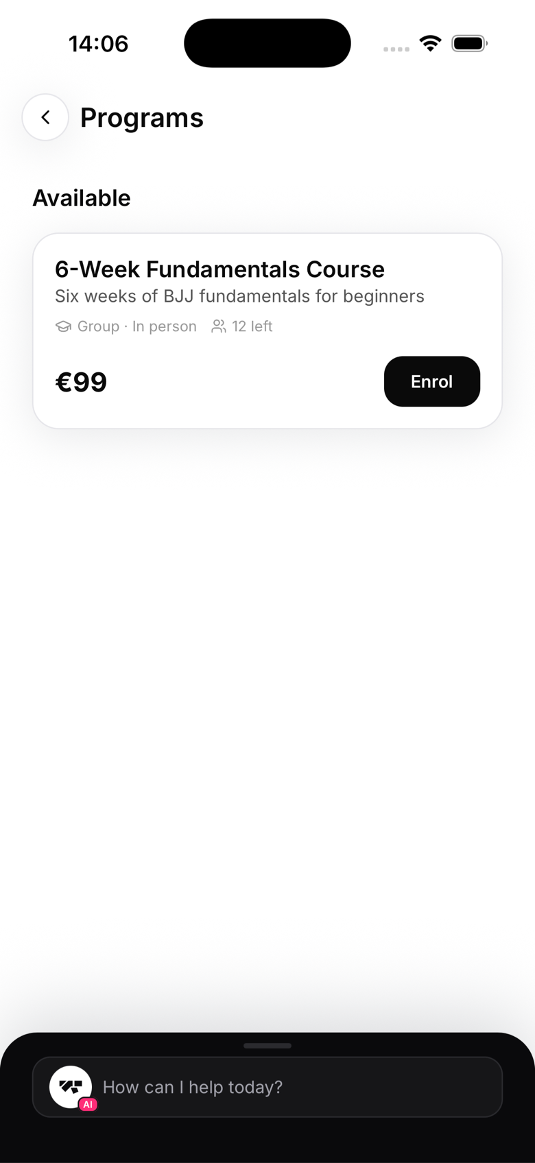 Session packages a client is enrolled in